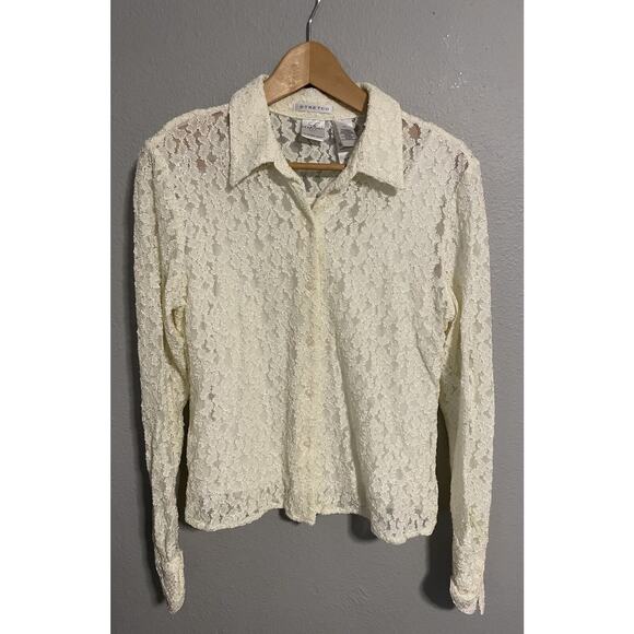 Emma James Women Top Size 10 White Nylon Button Up Stretch Lined Fairy Victorian - Picture 1 of 10